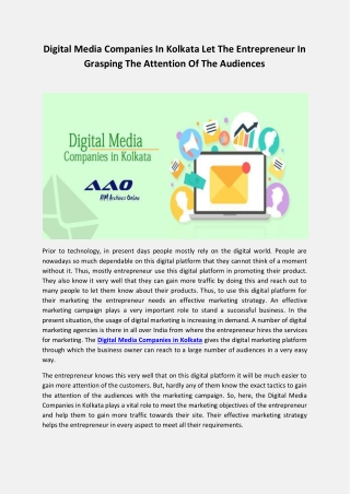 Digital Media Companies In Kolkata Let The Entrepreneur In Grasping The Attention Of The Audiences