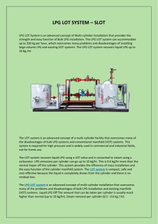 LPG LOT SYSTEM – SLOT