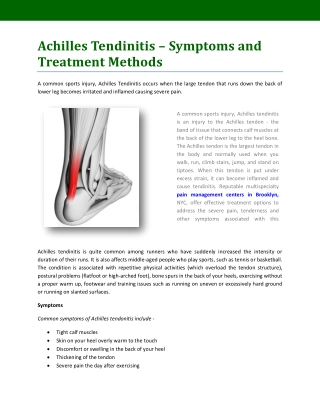 Achilles Tendinitis – Symptoms and Treatment Methods