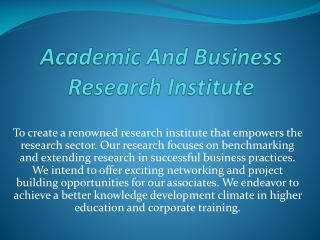 Academic And Business Research Institute-Apair.org.au