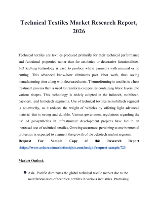 Technical Textiles Market Research Report, 2026