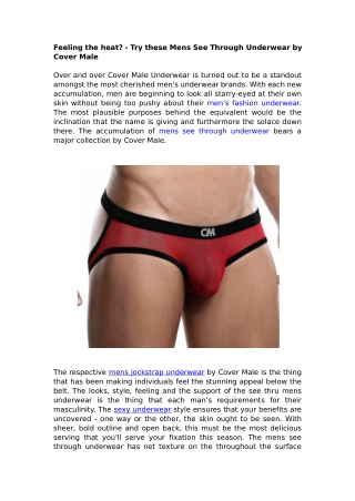 Feeling the heat? - Try these Mens See Through Underwear by Cover Male