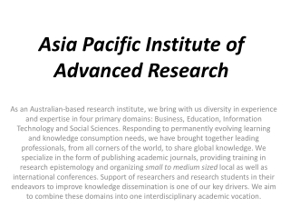 Advanced Research Institute-Apair.org.au