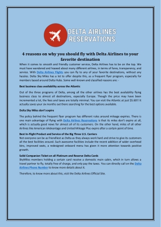 4 reasons on why you should fly with Delta Airlines to your favorite destination