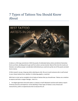 7 Types of Tattoos You Should Know About