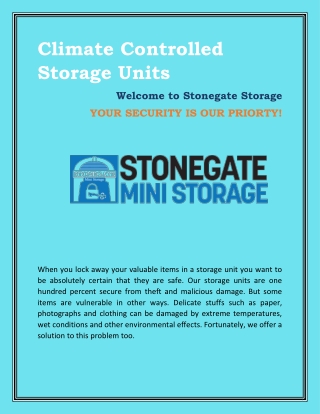 Climate Controlled Storage Units | Stonegatestorage
