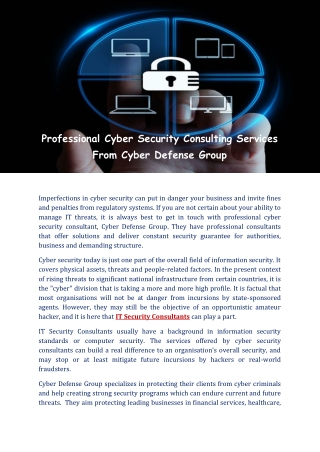 Cyber Security Consulting Services - CDG.io