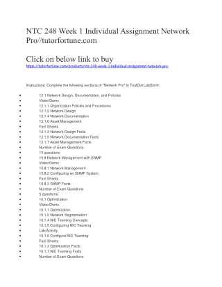 NTC 248 Week 1 Individual Assignment Network Pro//tutorfortune.com