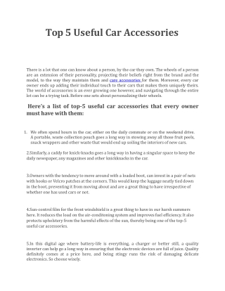 Top 5 Useful Car Accessories