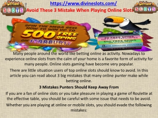 Avoid These 3 Mistake When Playing Online Slots