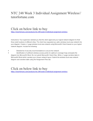 NTC 248 Week 3 Individual Assignment Wireless//tutorfortune.com