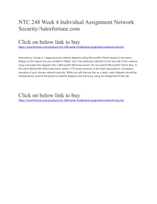 NTC 248 Week 4 Individual Assignment Network Security//tutorfortune.com