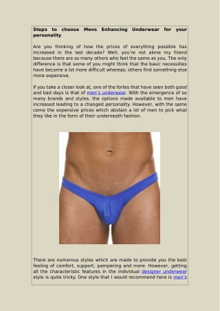 Steps to choose mens enhancing underwear for your personality