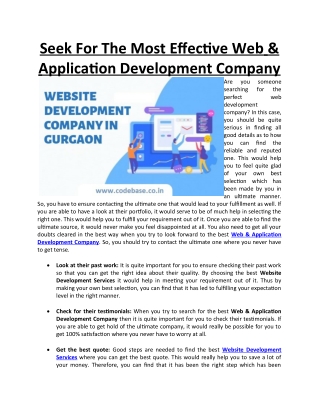 Seek For The Most Effective Web & Application Development Company