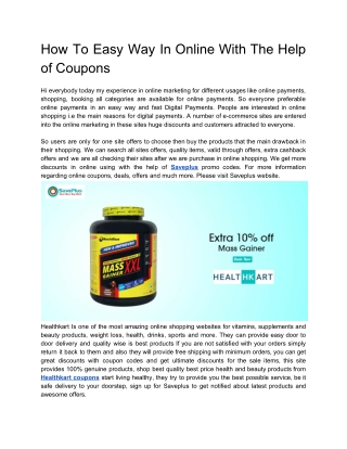 How To Easy Way In Online With The Help of Coupons