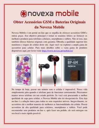 Obter Acessórios GSM e Baterias Originais da Novexa Mobile