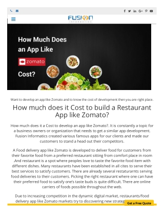 How much does it cost to develop an app like zomato - Fusion Informatics