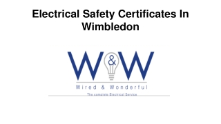 Electrical Safety Certificates In Wimbledon