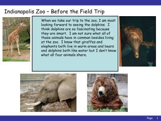 Indianapolis Zoo – Before the Field Trip