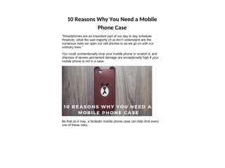 10 Reasons Why You Need a Mobile Phone Case