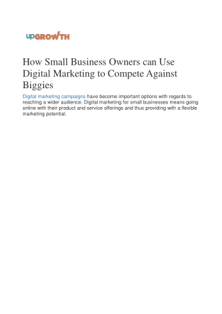 How Small Business Owners can Use Digital Marketing to Compete Against Biggies