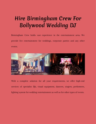 Hire Birmingham Crew For Bollywood Wedding DJ