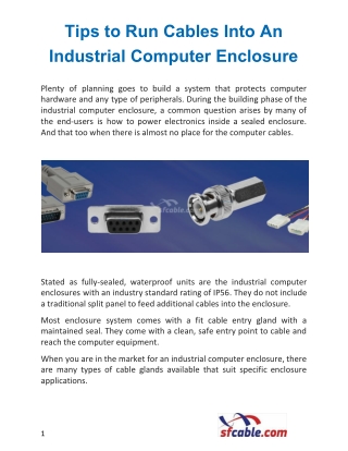 Tips to Run Cables Into An Industrial Computer Enclosure