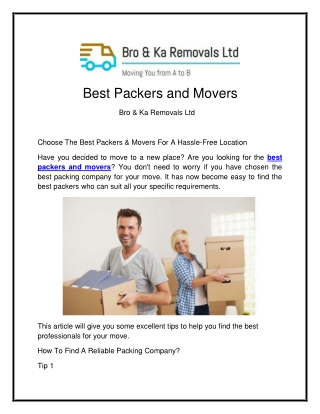 Packers and Movers Near Me