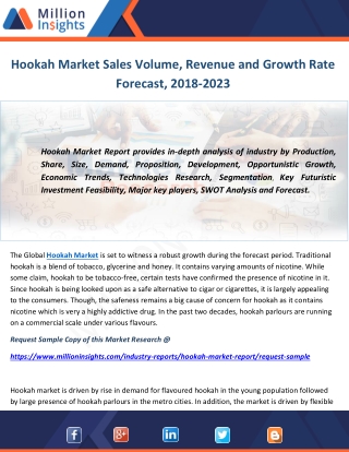 Hookah Market Sales Volume, Revenue and Growth Rate Forecast, 2018-2023