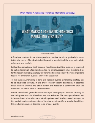 What Makes A Fantastic Franchise Marketing Strategy?