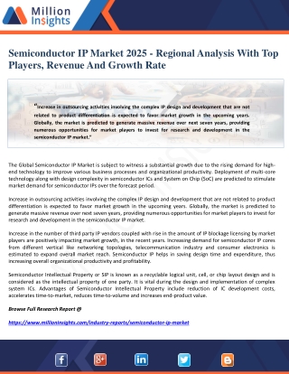 Semiconductor IP Market 2025 - Regional Analysis With Top Players, Revenue And Growth Rate