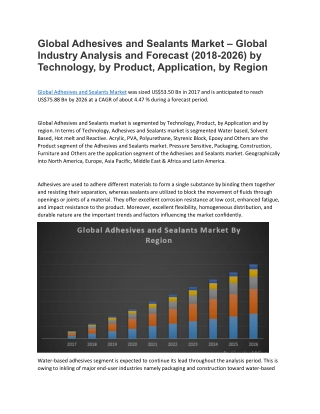 Global Adhesives and Sealants Market