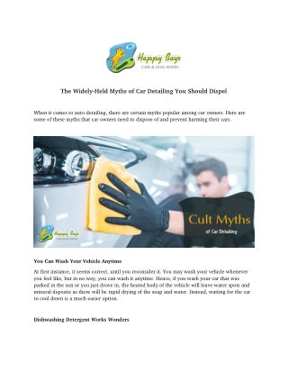 The Widely-Held Myths of Car Detailing You Should Dispel