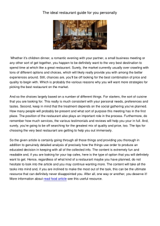 Theidealrestaurantguideforyoupersonally30