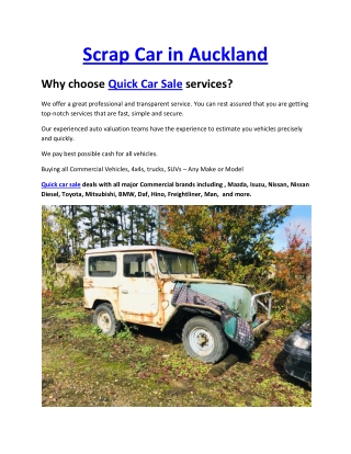 Scrap Car in Auckland (Quick Car Sale)
