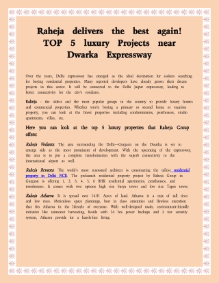 Raheja Developer upcoming TOP 5 luxury Projects