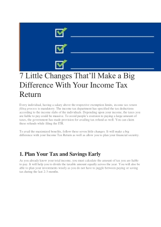 7 Little Changes That’ll Make a Big Difference With Your Income Tax Return