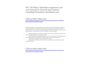 NTC 245 Week 5 Individual Assignment Local Area Network for Taylor & Sons Financial Consulting Presentation//tutorfortun