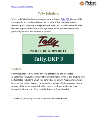 Tally companies | erp partners & dealers in mumbai and pune | Prism It