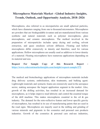 Microspheres Materials Market - Global Industry Insights, Trends, Outlook, and Opportunity Analysis, 2018–2026