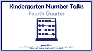 Kindergarten Number Talks Fourth Quarter Adapted from