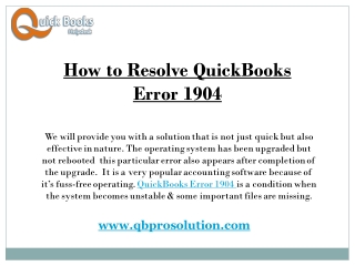 Resolve QuickBooks Error 1904