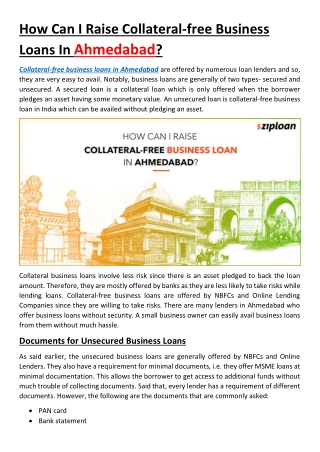 How Can I Raise Collateral-free Business Loans In Ahmedabad?