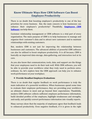 Know Ultimate Ways How CRM Software Can Boost Employee Productivity