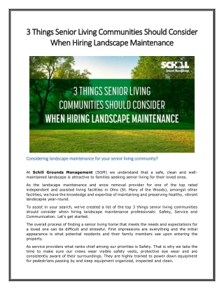 3 Things Senior Living Communities Should Consider When Hiring Landscape Maintenance