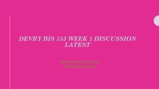 Devry BIS 155 Week 1 Discussion Latest