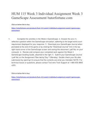 HUM 115 Week 3 Individual Assignment Week 3 GameScape Assessment//tutorfortune.com