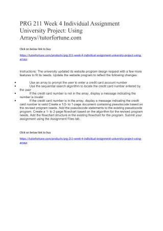 PRG 211 Week 4 Individual Assignment University Project: Using Arrays//tutorfortune.com