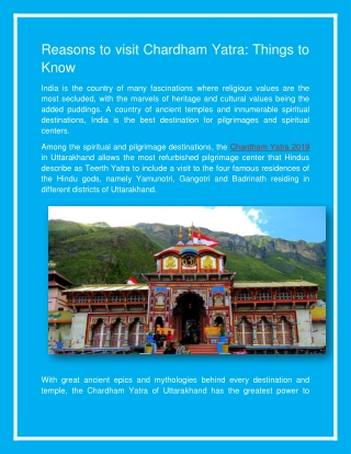 Reasons to visit Chardham Yatra: Things to Know