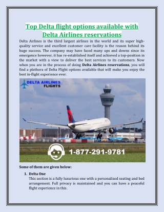 Top Delta Flight Options Available with Delta Airlines Reservations